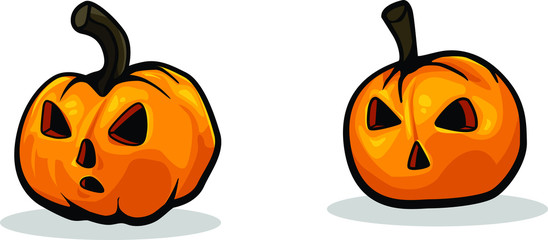 halloween carved pumpkin vector set