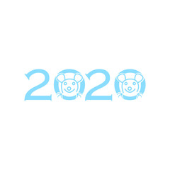 Vector illustration of 2020 year with a rat
