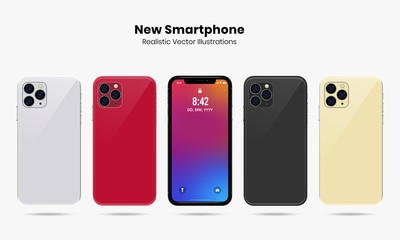 New Smartphone Realistic Vector Illustrations