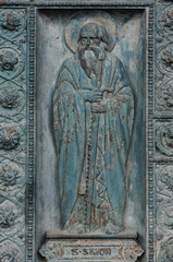 Fototapeta na wymiar Saint Simon, detail of door of Saint Vincent de Paul church, Paris