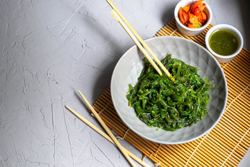 Seaweed Salad. Dietary and very beneficial for the thyroid gland. Dressed with vegetable oil,...