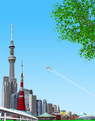 Tokyo cityscape in summer by 3D rendering