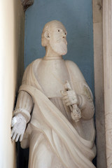 Saint Peter, statue on the main altar in the Saint Martin Church in Zrnovo, Korcula island, Croatia