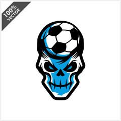 Soccer skull Head Logo Vector