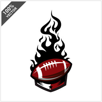 Football ball flame badge logo vector