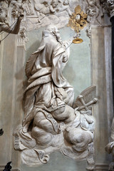 Statue of Saint in the church of Saint Vitale. Parma. Emilia-Romagna. Italy.