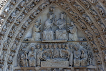 Notre Dame Cathedral, Paris. The Portal of the Virgin.