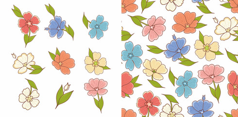 Floral seamless pattern. Flowers. Elements and pattern. Design elements