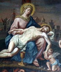 Pieta altarpiece in the Church of Our Lady of Sorrows in Rosenberg, Germany