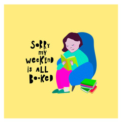 Reading book illustration lettering typography