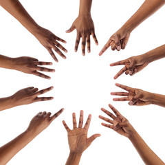 Collage of black female hands showing numbers with fingers