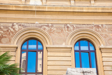 Fototapeta na wymiar Detail of the facade of the University of Rome La Sapienza