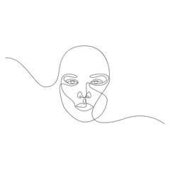 One line girl or woman portrait design. Hand drawn minimalism style vector illustration