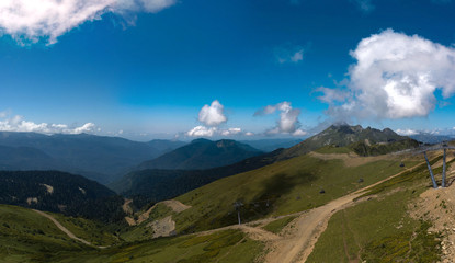 Fototapeta premium Mountain valley between two mountain ranges in the Caucasus