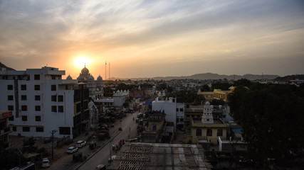 sunset over the city