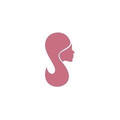 Woman face logo design vector template