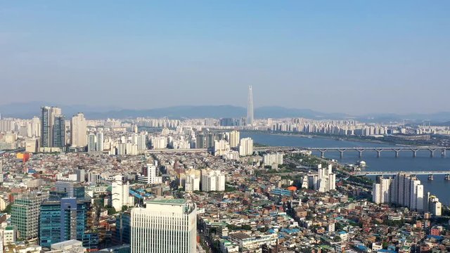 a city filmed with drones