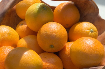 Closeup of a group of fresh oranges 