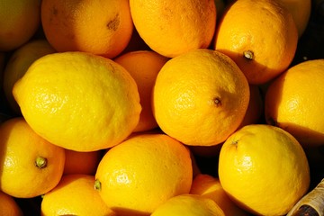 Crate of fresh organic yellow lemon
