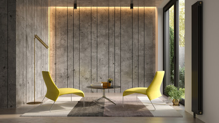 Obraz na płótnie Canvas Interior of modern living room with sofa 3 D rendering