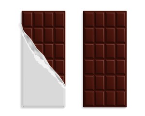 Black chocolate bars in wrapper and without set