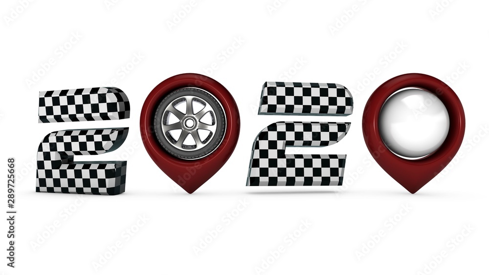 Aufkleber 3d rendering of the symbol of 2020 new year. the numbers are painted in a chess texture, a symbol of