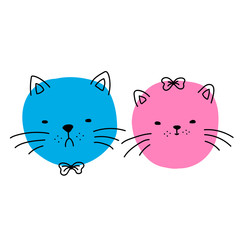 Vector illustration with doodle animal. Children illustration with doodle cats. Illustration for children's design. Doodle illustration for kids.