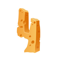 4. Realistic figure of cheese. 3D isolated illustration. Number four of cheesy font. Element for banner, poster, card, flyer design.