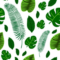 Vector seamless pattern with jungle plant. Seamless pattern with palm leaves. Seamless pattern with palm leaves