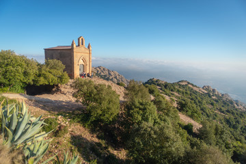 Fototapeta na wymiar A chapel near the abbey of Montserrat, Marganell, Spain