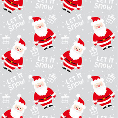 christmas seamless background with Santa Claus and gifts
