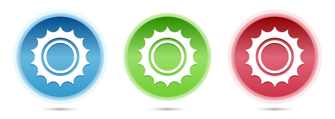 Sun icon glass round buttons set illustration