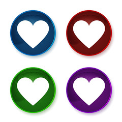 Heart icon shiny round buttons set illustration