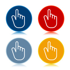 Hand cursor click icon trendy flat round buttons set illustration design