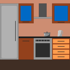 interior items, pictures of kitchen furniture, refrigerator, stove