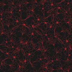 Vector seamless pattern with flower of magnolia. Endless print with spring magnolia