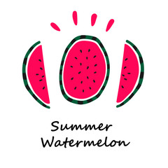 Vector flat illustration with juicy watermelons. Hand drawn watermelon on white background. Summer design for print, textile, postcard , advertising, children's design