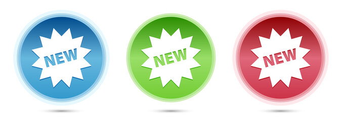 New star badge icon glass round buttons set illustration