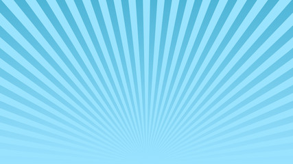 Blue ray background. Vintage abstract texture. Retro starburst, sun beam. Halftone color. Light burst. Bright shine sunburst. Empty blank, scrapbook surface. Clean nature energy. Vector illustration