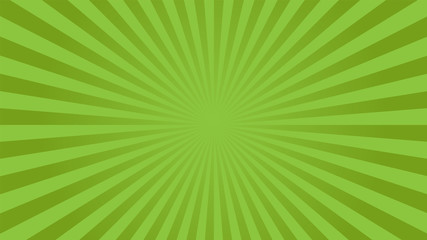 Obraz premium Green ray background. Vintage abstract texture. Retro starburst, sun beam. Halftone color. Light burst. Bright shine sunburst. Empty blank, scrapbook surface. Clean nature energy. Vector illustration