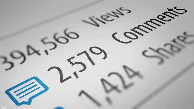 Close up Shot of Comment Counter Counting Up. 