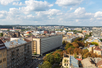 Obraz premium Panoramic view from roof of Lviv Opera House