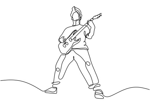 recommend clip art: continuous line drawing of a man playing guitar. Man musician vector illustration.Single one hand drawn lineart minimalism.