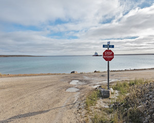 Coast Guard Ship in the Arctic Ocean at Cambridge Bay