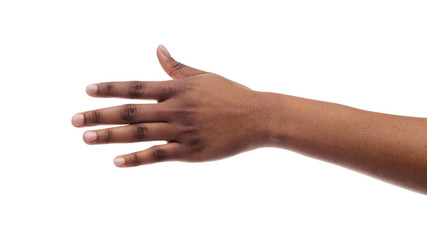 Closeup Of Black Female Hand Isolated On White Background - Powered by Adobe