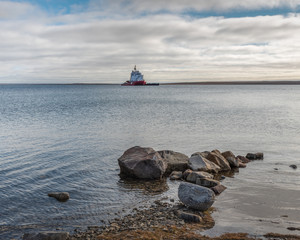 Coast Guard Ship in the Arctic Ocean at Cambridge Bay