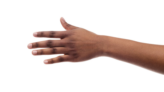Closeup Of Black Female Hand Isolated On White Background