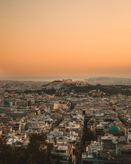 Fototapeta na wymiar The Acropolis at Athens Greece during sunset 