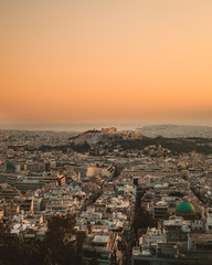 The Acropolis at Athens Greece during sunset 