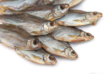 dried vobla on a white background